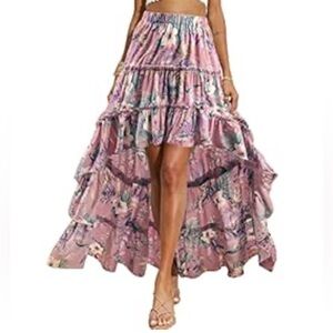 Floral Pink High-Low Skirt